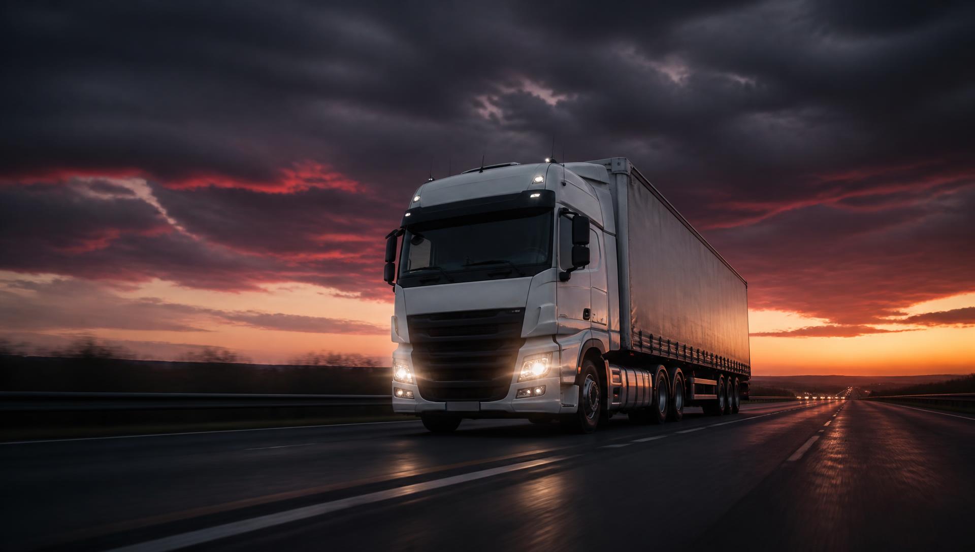 Carreta da PADILLA LOG em rodovia ao entardecer