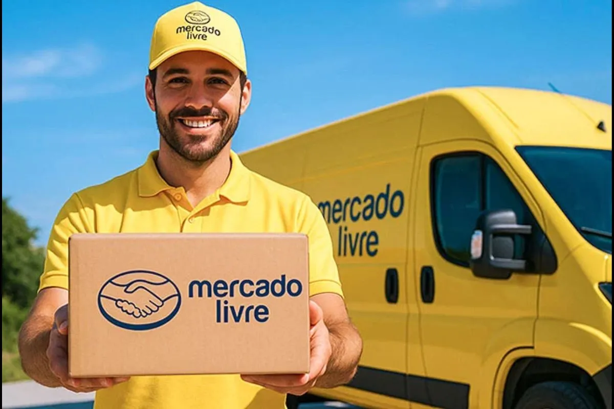 Entregador com caixa em frente a uma van